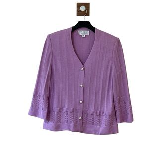 Vintage St. John Collection by Marie Gray Lilac Open-Front‎ Cardigan